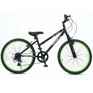 24 Inch Kids Mountain Bike Adjustable with 7 Speed and Suspension Fork-Black