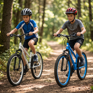 24 Inch Kids Mountain Bike Adjustable with 7 Speed and Suspension Fork-White