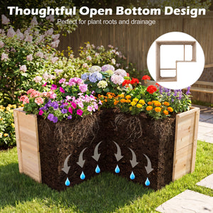 24 Inch L-Shaped Wooden Raised Garden Bed with Open-Ended Base-Natural
