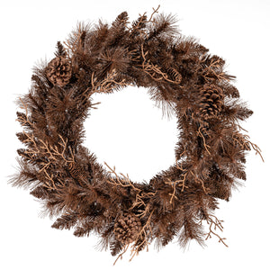 24 Inch Pre-lit Christmas Wreath with 105 Branch Tips and 35 Warm White LED Lights-1 piece