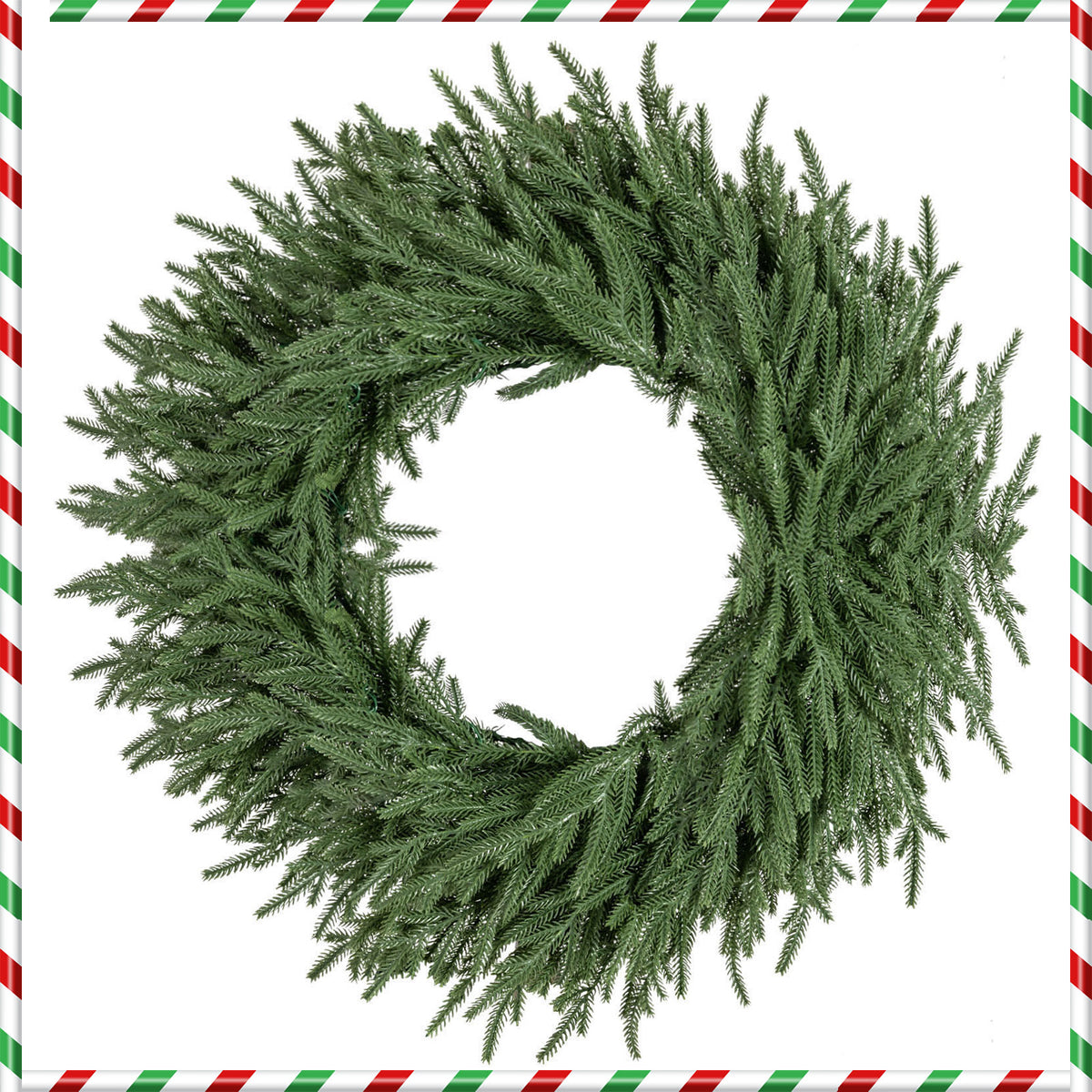 24 Inch Pre-lit Christmas Wreath with 108 Branch Tips and 35 Warm White LED Lights for Wall Window-1 piece