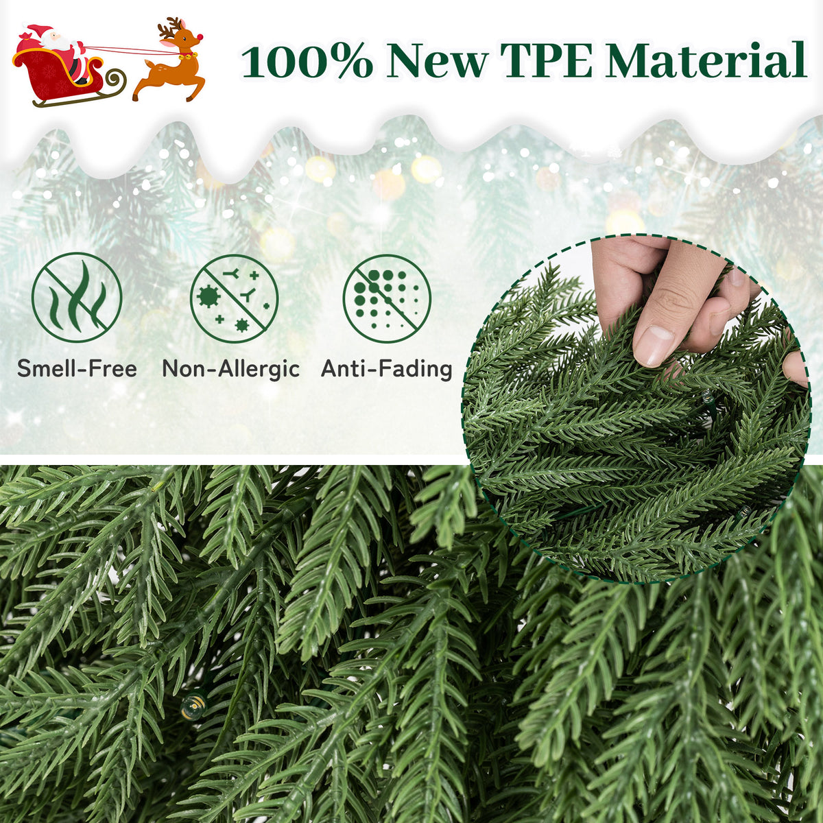 24 Inch Pre-lit Christmas Wreath with 108 Branch Tips and 35 Warm White LED Lights for Wall Window-2 piece