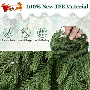 24 Inch Pre-lit Christmas Wreath with 108 Branch Tips and 35 Warm White LED Lights for Wall Window-2 piece