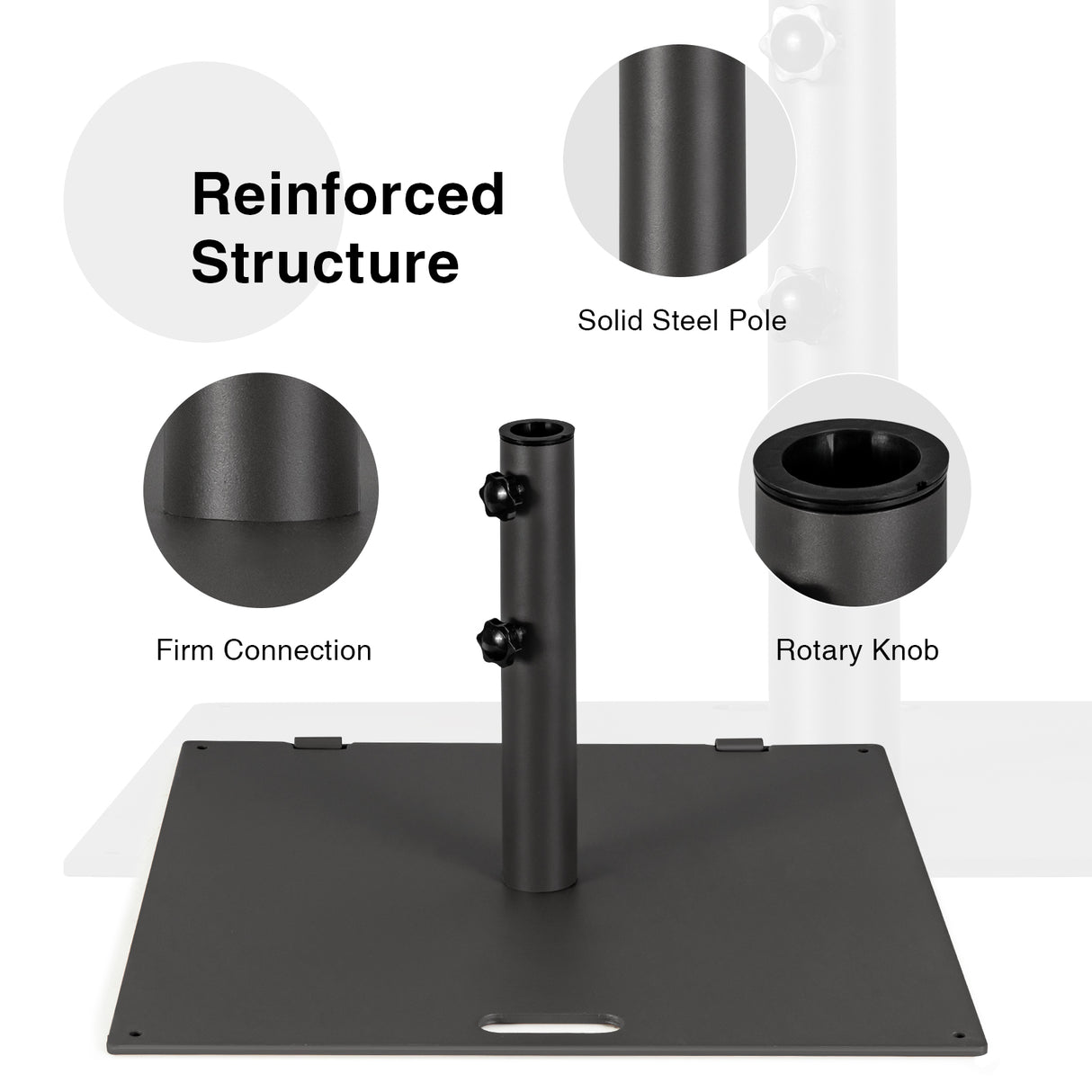 24 Inch Square Patio Umbrella Base 50 LBS Weighted-Black