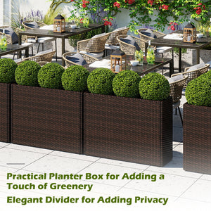 24 Inch Tall Raised Garden Bed All-Weather PE Rattan Wicker Flowerpot with Liner