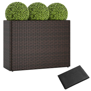 24 Inch Tall Raised Garden Bed All-Weather PE Rattan Wicker Flowerpot with Liner