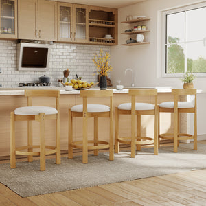 24 Inch Teddy Velvet Upholstered Counter Height Bar Stools with Backrests and Footrests-Set of 2