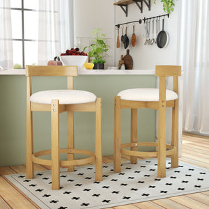 24 Inch Teddy Velvet Upholstered Counter Height Bar Stools with Backrests and Footrests-Set of 4