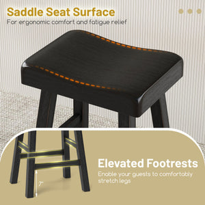 24 Inches Counter Height Stools Set of 2 with Footrest for Restaurant Cafe Pub-Black