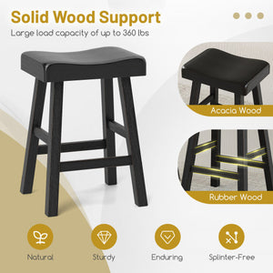 24 Inches Counter Height Stools Set of 2 with Footrest for Restaurant Cafe Pub-Black