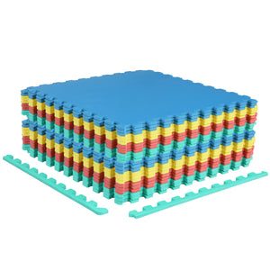24 Pack Non-Slip Protective Interlocking EVA Foam Floor Tiles-Multicolor
