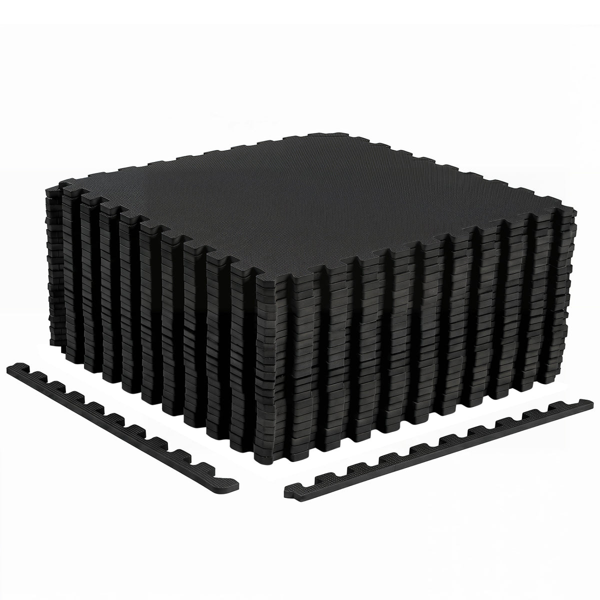 24 Pack Non-Slip Protective Interlocking EVA Foam Floor Tiles-Black