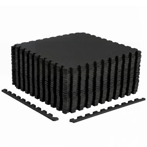 24 Pack Non-Slip Protective Interlocking EVA Foam Floor Tiles-Black