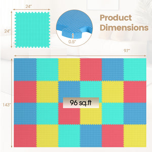 24 Pack Non-Slip Protective Interlocking EVA Foam Floor Tiles-Multicolor