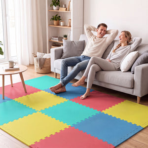 24 Pack Non-Slip Protective Interlocking EVA Foam Floor Tiles-Multicolor
