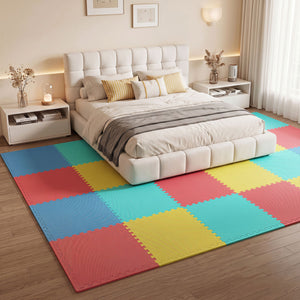 24 Pack Non-Slip Protective Interlocking EVA Foam Floor Tiles-Multicolor