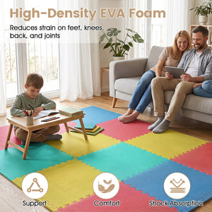 24 Pack Non-Slip Protective Interlocking EVA Foam Floor Tiles-Multicolor