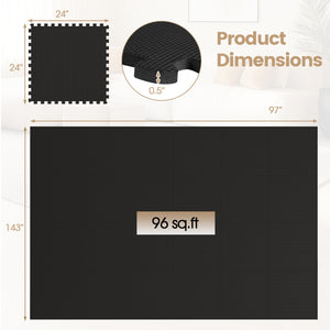 24 Pack Non-Slip Protective Interlocking EVA Foam Floor Tiles-Black