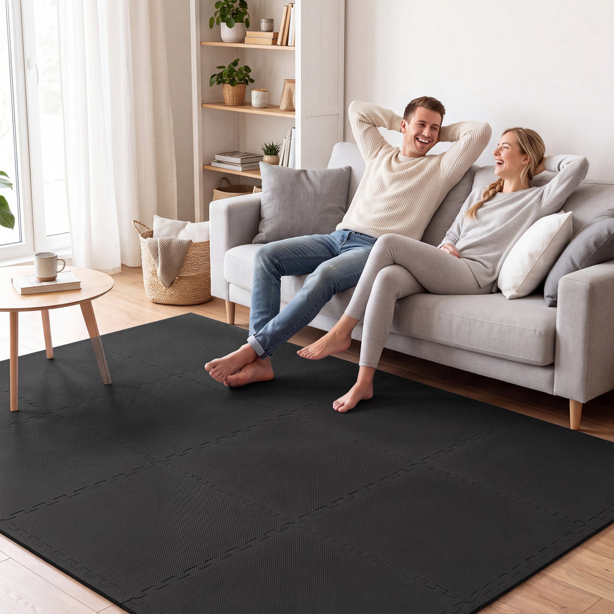 24 Pack Non-Slip Protective Interlocking EVA Foam Floor Tiles-Black