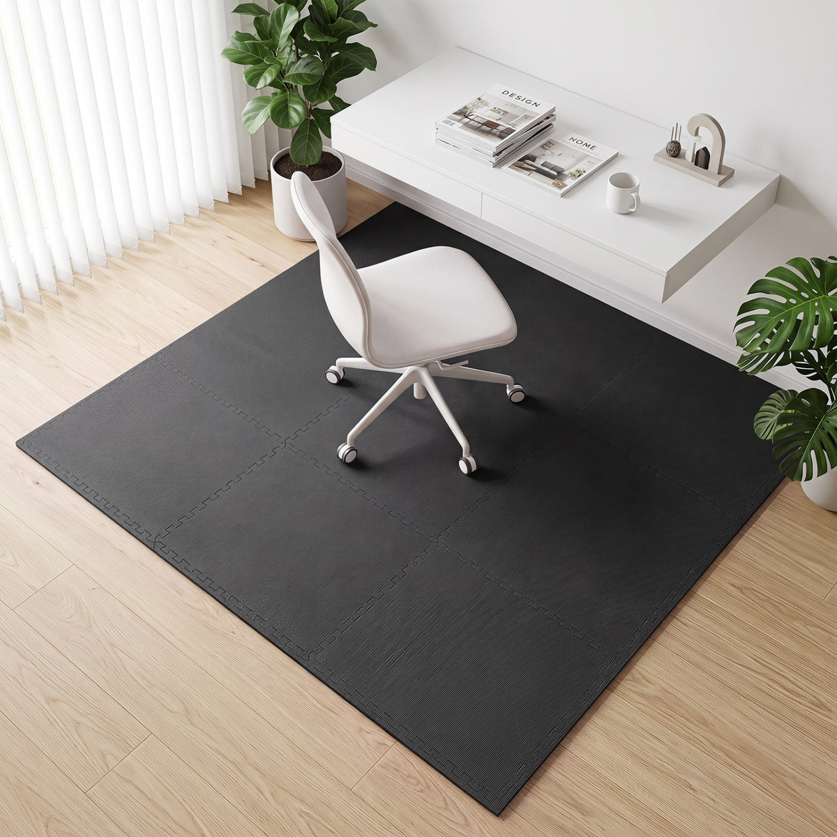 24 Pack Non-Slip Protective Interlocking EVA Foam Floor Tiles-Black