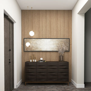24-Pack PVC Slat Wall Panels for Interior Wall Decoration for Living Room and TV Background-Walnut