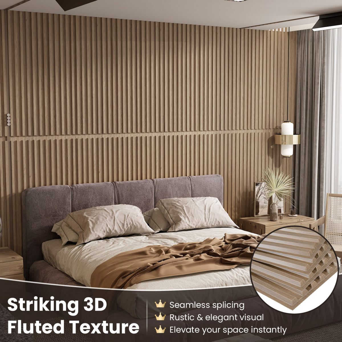 24-Pack PVC Slat Wall Panels for Interior Wall Decoration for Living Room and TV Background-Walnut
