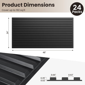 24-Pack PVC Slat Wall Panels for Interior Wall Decoration for Living Room and TV Background-Black