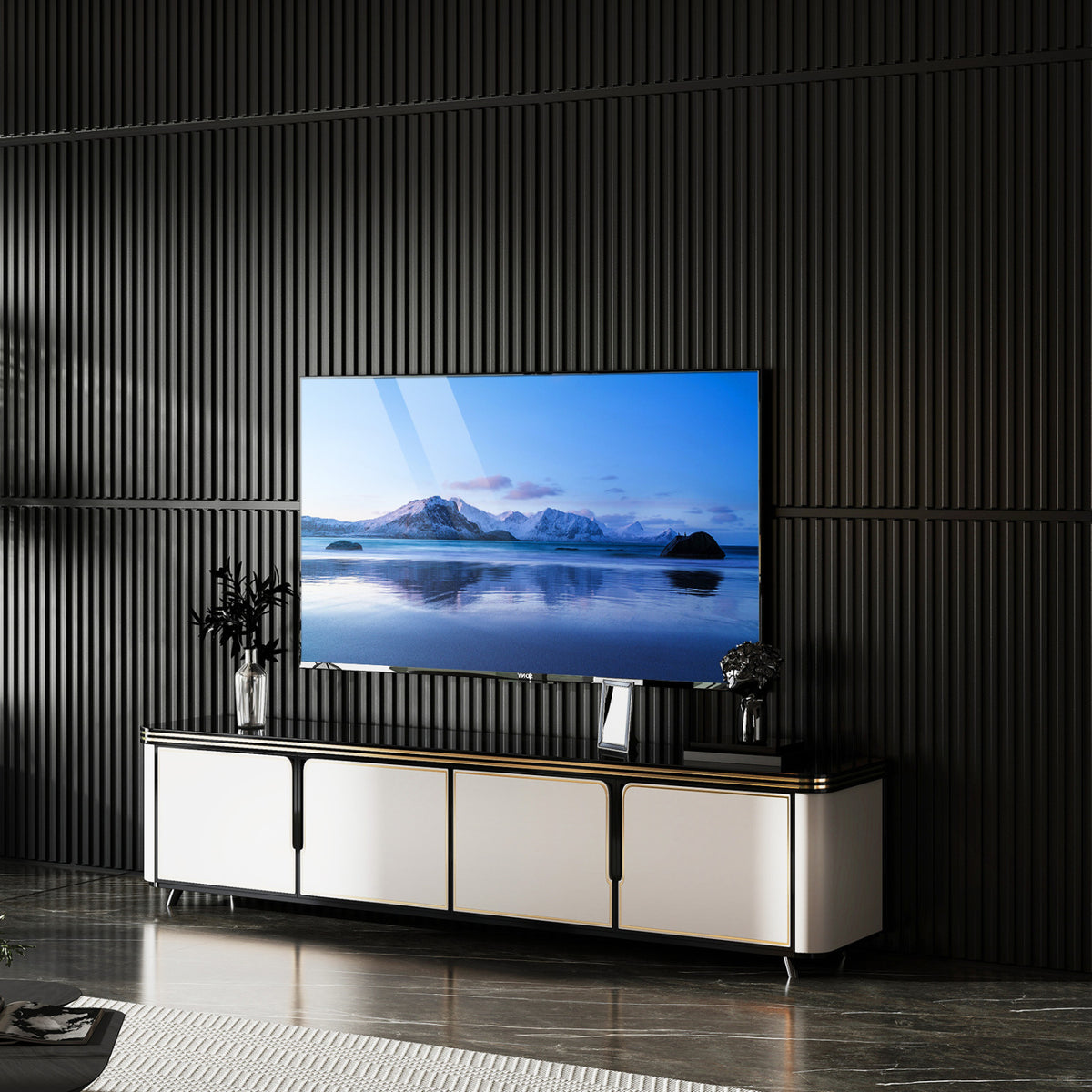 24-Pack PVC Slat Wall Panels for Interior Wall Decoration for Living Room and TV Background-Black