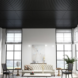 24-Pack PVC Slat Wall Panels for Interior Wall Decoration for Living Room and TV Background-Black