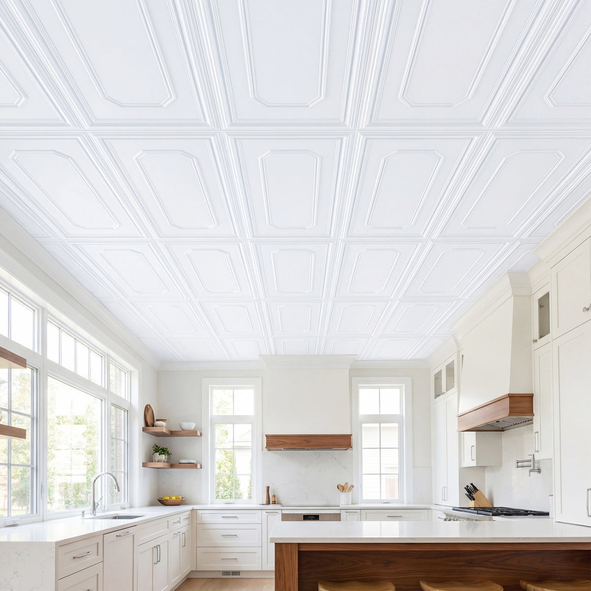 24 Pieces Ceiling Tiles Decorative PVC Ceiling Covering Panels