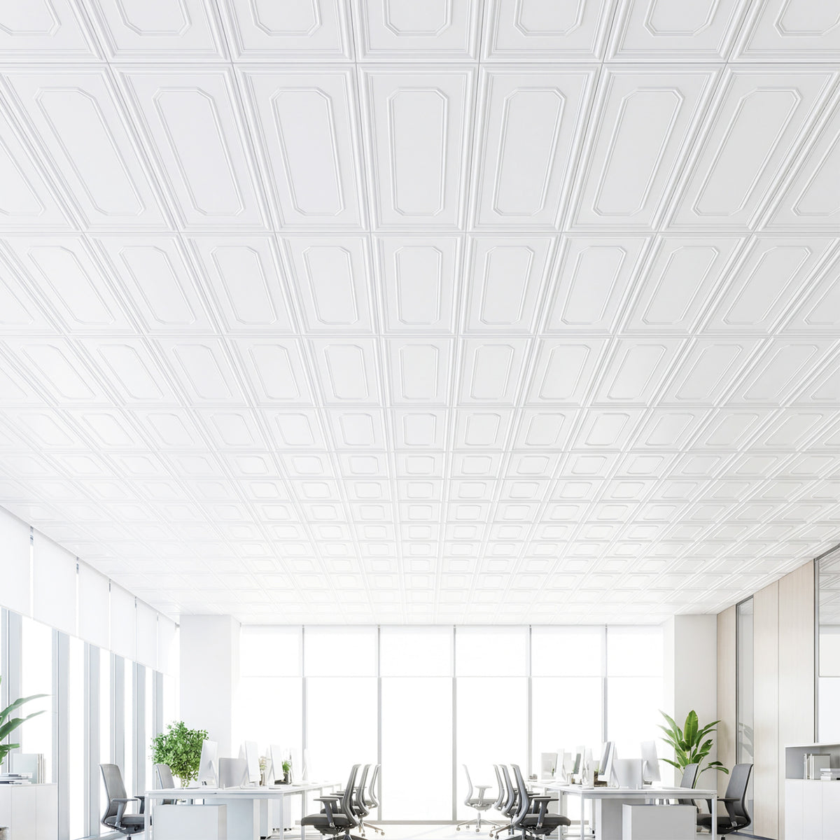 24 Pieces Ceiling Tiles Decorative PVC Ceiling Covering Panels