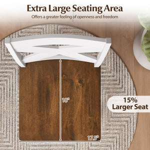 24" Rubberwood Swivel Barstools Set of 2 with Backrest and Large Seat-White