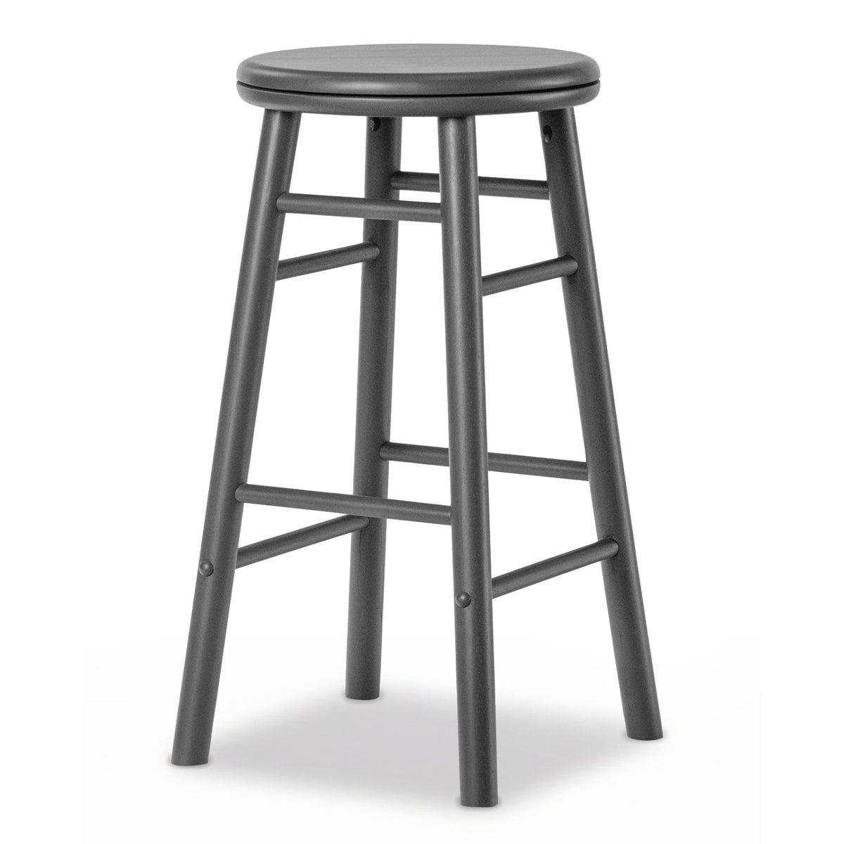 24" Swivel Bar Stools Set of 2 with Footrests & Crossbars-Gray