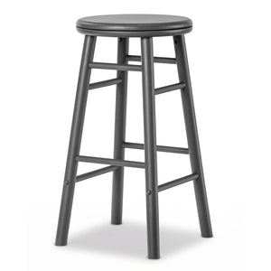 24" Swivel Bar Stools Set of 2 with Footrests & Crossbars-Gray