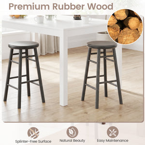 24" Swivel Bar Stools Set of 2 with Footrests & Crossbars-Gray
