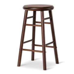 24" Swivel Bar Stools Set of 2 with Footrests & Crossbars-Walnut