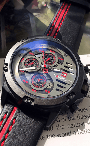 Men's  Sports Waterproof Watch With Chronometers And Leather Belt Multifunction Wristwatch Unique Design Perfect Gift