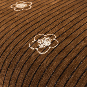 Chenille Camellia Floral Sofa Throw Cover Couch Blanket with Striped Jacquard