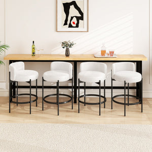 24 Inch Boucle Counter Stools Set of 4 with Curved Backrest