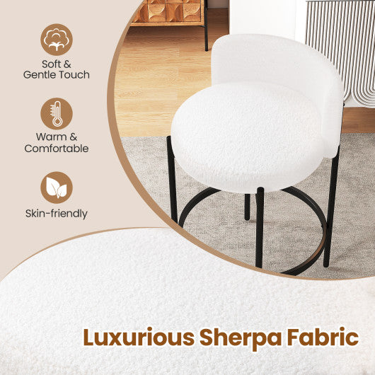 24 Inch Boucle Counter Stools Set of 4 with Curved Backrest