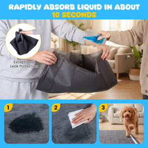 24" x 24" CharcoalÂ Dog Pee Pads 6-Layer for Dogs-Black