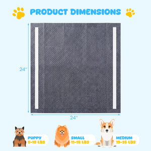 24" x 24" CharcoalÂ Dog Pee Pads 6-Layer for Dogs-Black