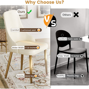 Modern Sponge-Filled Dining Chair, Solid Wood Metal Legs, Suitable For Restaurants, Living Rooms And Rooms (Set of 2) - White by Couch.com