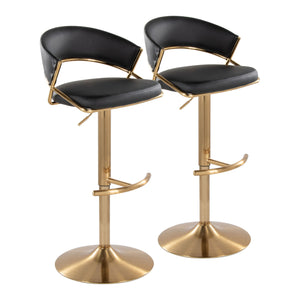 Jie - Contemporary Adjustable Barstool With Swivel With Rounded T Footrest (Set of 2) by Couch.com