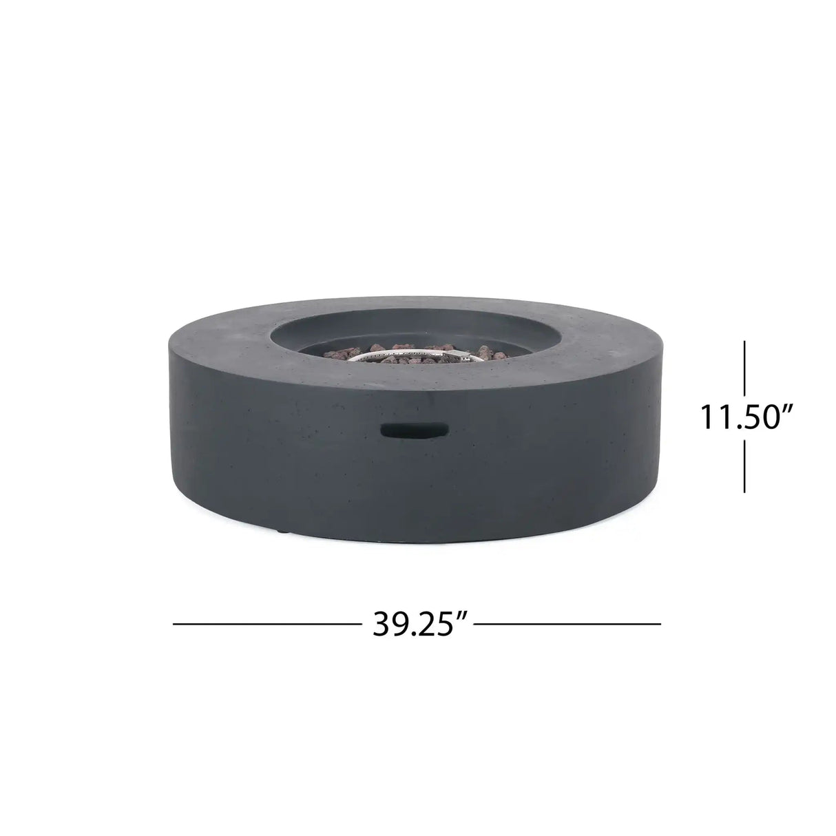 Modern Lightweight Concrete Outdoor Circular Fire Pit 50,000 BTU