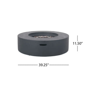 Modern Lightweight Concrete Outdoor Circular Fire Pit 50,000 BTU