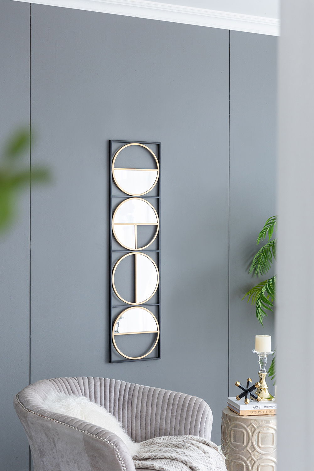Eclectic Styling Metal Beaded Wall Mirror With Contemporary Design For Bedroom, Liveroom & Entryway by Couch.com