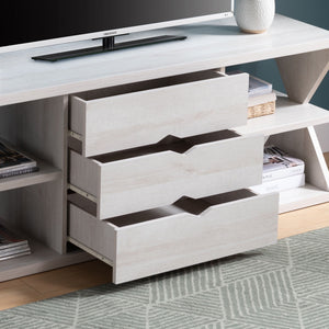 Modern TV Stand With Four Open Shelves And Three Storage Drawers - White Oak by Couch.com