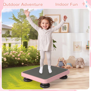 24x20" Kids Rebounder Bouncing Board with Elastic Rope for Ages 3+-Pink
