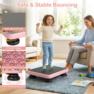 24x20" Kids Rebounder Bouncing Board with Elastic Rope for Ages 3+-Pink